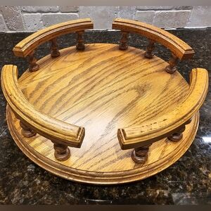 Solid Oak Railed Lazy Susan
